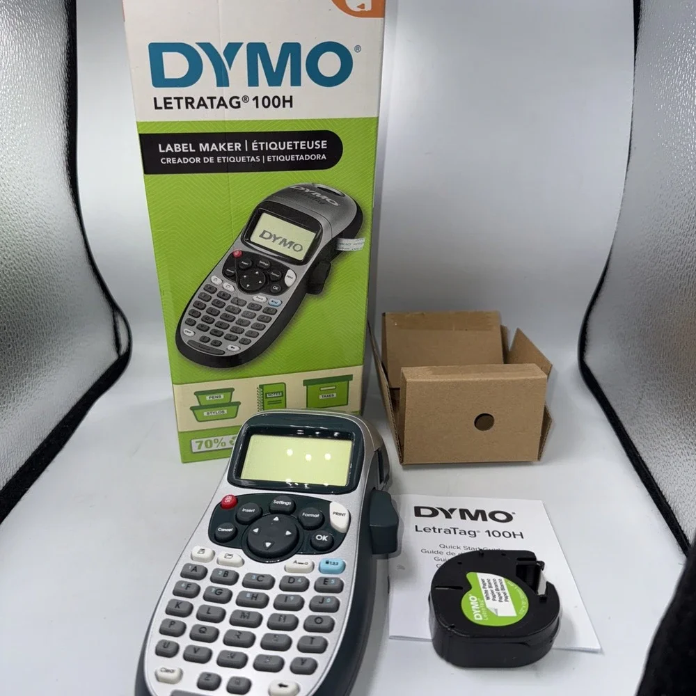DYMO Portable Printer Handheld Label Maker Black Silver Letratag 100H+ New